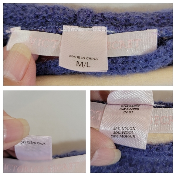 Victoria's Secret Blue Mohair Open Front Hooded Cardigan M/L Breathable Casual - Picture 9 of 10